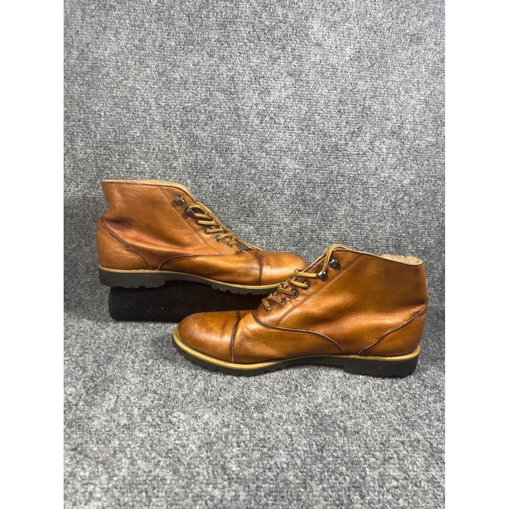 Vintage Fayva Brown Leather Lace Up Cap Toe Work Boots Made in Romania
